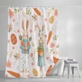 thumbnail image 4 of Pink Spring Easter Small Stall Shower Curtain, Waterproof Shower Curtains for Bathroom, Bunny Carrots Eggs Floral Botanical Washable Fabric Bath Curtain for Bathtub Decoration with Hooks 36x72 Inches, 4 of 9
