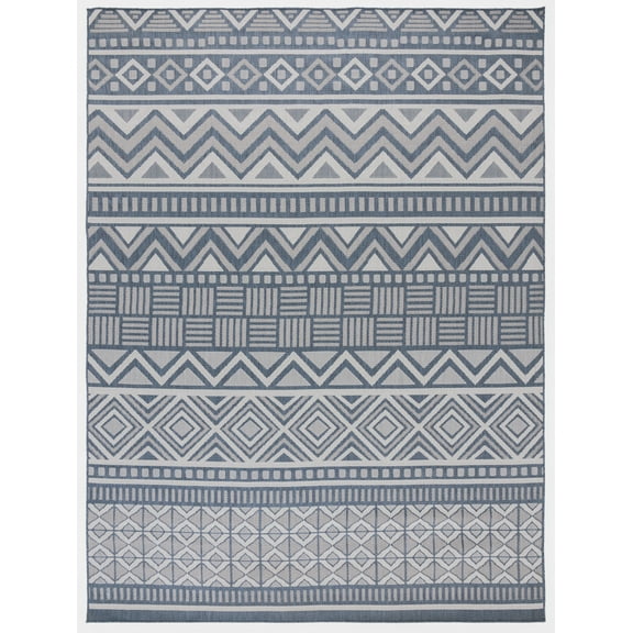 SAFAVIEH Martha Stewart Geometric Indoor/Outdoor Area Rug, Navy/Cream, 9' x 12'