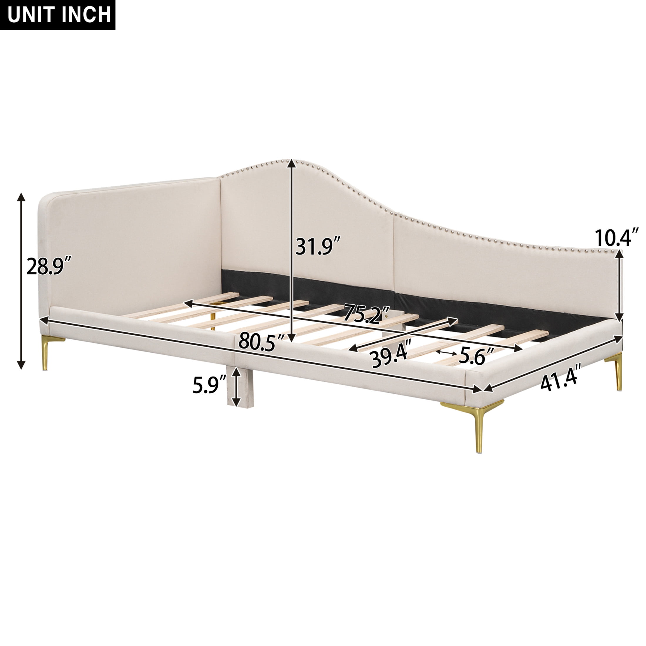 Noble House Twin Upholstered Daybed, Modern Linen Sofa Bed with Armrest and Backrest, Space Saving Design, Beige