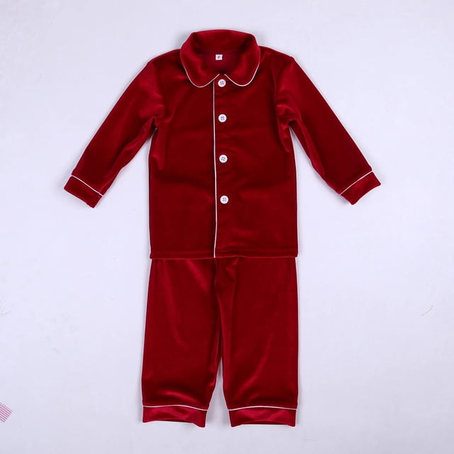 Pijamas de Navidad para niños, conjunto de pijamas familiares para mujeres, niñas, bebés, hombres, ropa de salón de terciopelo rojo y blanco, invierno 2023