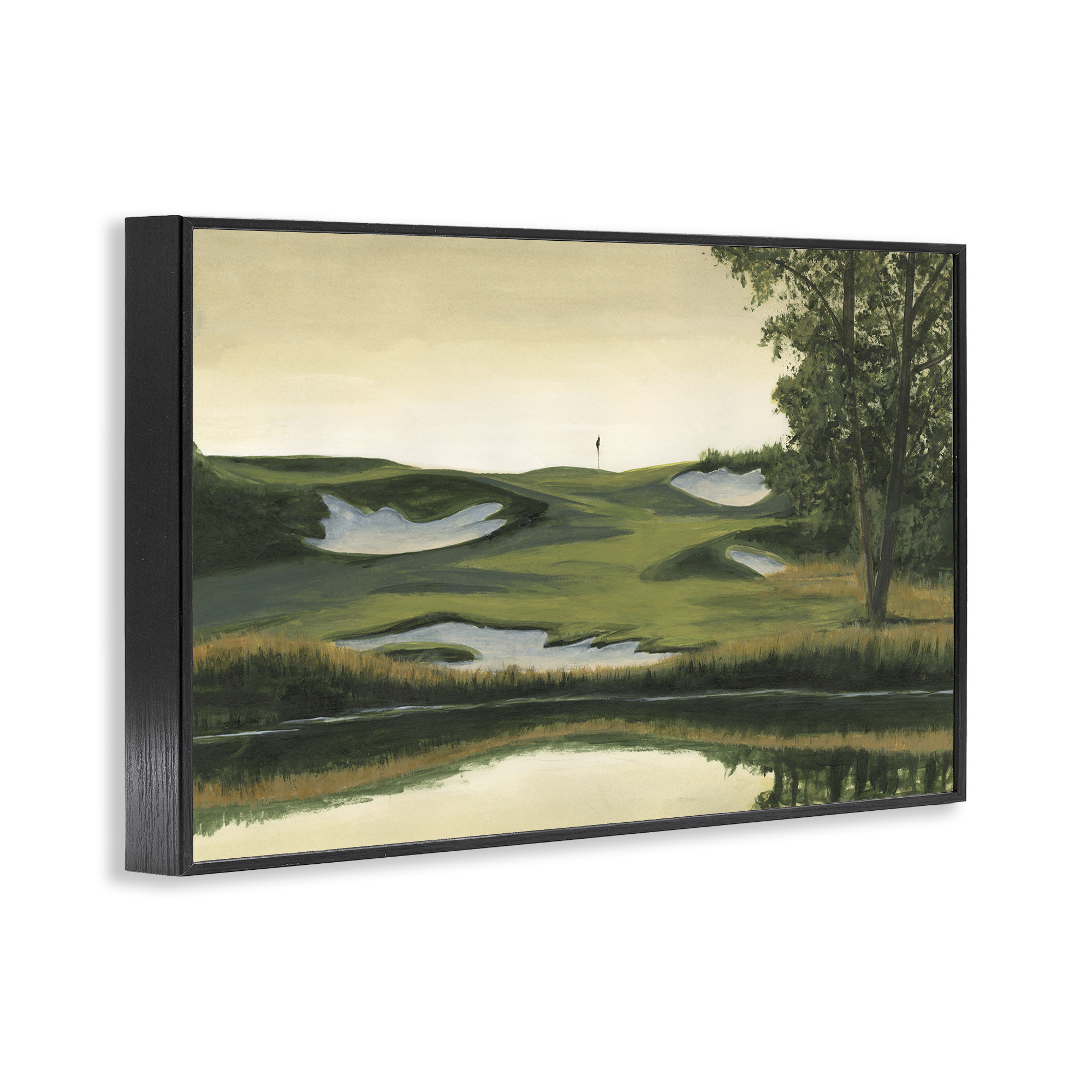 Stupell Industries Golf Course Terrain Landscape Painting Black Framed Art Print Wall Art, 18 x 12