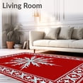 thumbnail image 2 of ODIKA 8'x10' Machine Washable Non-Slip Area Rug, Crystal Starburst Design Featuring Delicate Interlocking Snowflakes High Traffic Rug with Pad, Red, 627161, 2 of 8