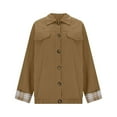 thumbnail image 5 of Stamzod Fall Jackets for Women 2025 Solid Color Turndown Button Down Jacket Casual Long Sleeve Women's Outerwear Khaki S, 5 of 7