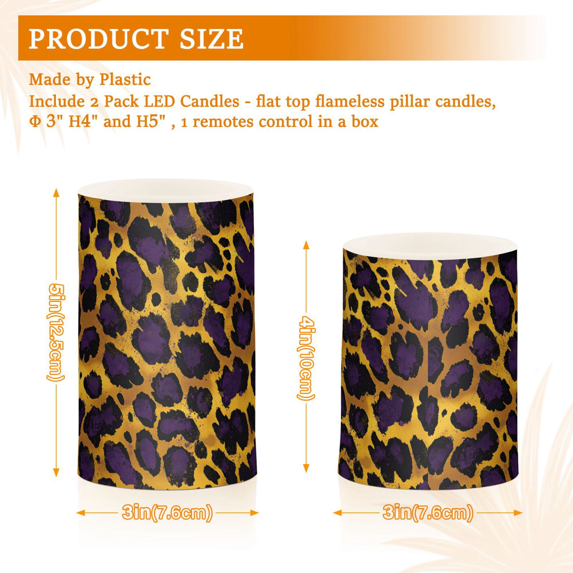 Yayeee Flameless Candles with Remote Flickering Battery Operated Multi Color Changing, Purple Leopard Print
