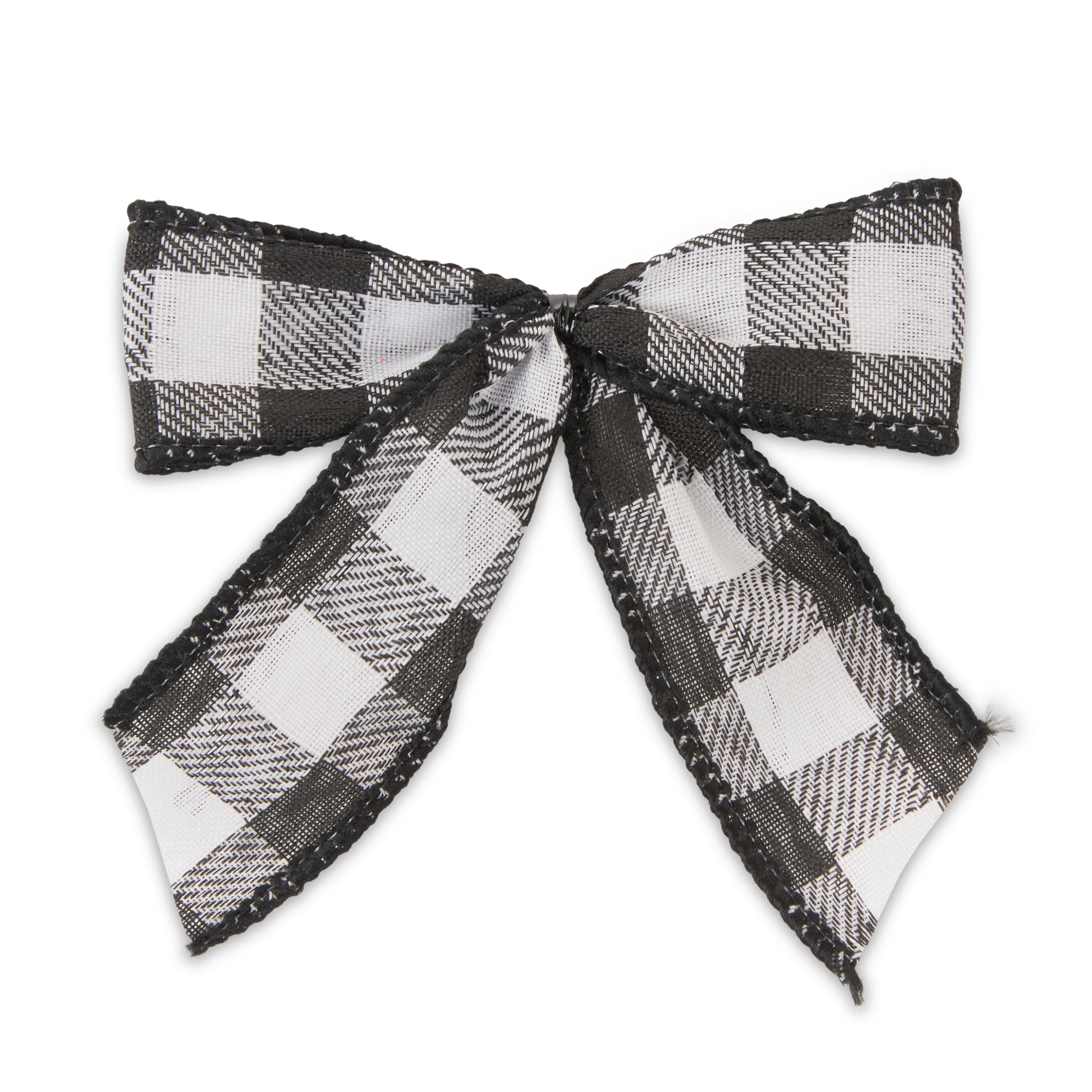 Holiday Time Black and White Buffalo Plaid Bows, 10 Count, 8.86"