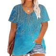thumbnail image 2 of Women Short Sleeve Top Plus Size Tshirts Loose Tunic Tees Vneck Blouses Casual Clothing, 2 of 5