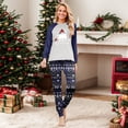 thumbnail image 5 of Yuaguia Christmas Family Matching Pajamas Set, Blue and White Snowflake Hat Tree Print Long Sleeve Top and Blue Patterned Pants, Festive Holiday Sleepwear, Women S, 5 of 5