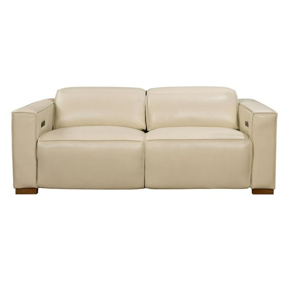 Riseholme Reclining Sofa in Contemporary Beige Authentic Full-Leather