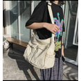 thumbnail image 3 of Mochila de lona de gran capacidad, bolso de hombro multifuncional, bolso escolar retro cruzado para niñas, color blanco, 3 of 5