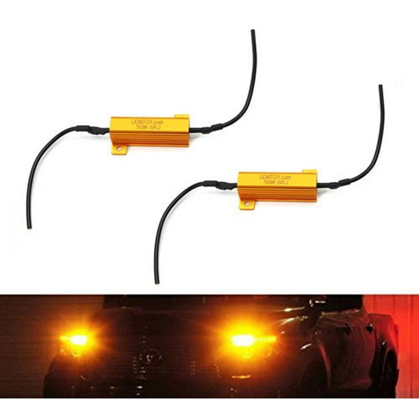 iJDMTOY A Pair 50W 6-Ohm Load Resistors For 1156 1157 3156 3157 7440 7443 LED Turn Signal Light Bulbs Solve Fix Hyper Rapid Flash