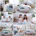 thumbnail image 5 of Merry Christmas Bedding Duvet Cover Set Twin Size 4 Pieces Train Snow Flowers Lights Berries Pink Bedding Set with Zipper Closure, 1 Comforter Cover 68x86 Inches 1 Flat Sheet & 2 Pillow Cases, 5 of 7