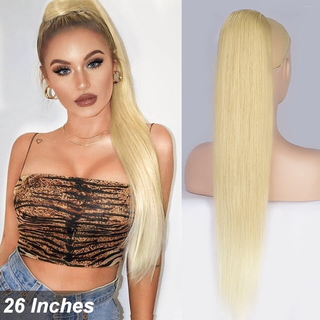 Trenza de cola de caballo larga y curvada, adecuada para el pelo de cola de caballo negro femenino, fibra resistente al calor, uso diario