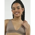 thumbnail image 4 of No Boundaries Cotton Stretch Ribbed Wirefree Plunge Bra, Women's XS-3XL, 4 of 5
