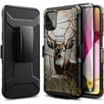 thumbnail image 1 of Nagebee Case for Motorola Moto G Stylus 2021 with Tempered Glass Screen Protector (Full Coverage), Belt Clip Holster with Built-in Kickstand, Heavy Duty Protective Shockproof Armor Rugged Case (Deer), 1 of 6