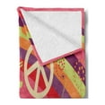 thumbnail image 2 of 1970s Soft Flannel Fleece Throw Blanket, Love Peace and Hearts on Pale Pink Background Retro Movement Composition Hippies, Cozy Plush for Indoor and Outdoor Use, 50" x 70", Multicolor, by Ambesonne, 2 of 5