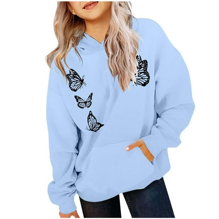 SGMVNU Sweatshirts for Boys Girls Youth Hoodie Sweatshirt Boys Girls Hooded Sweatshirt Hoodies for Girls Fashion Long Sleeve Pullover Tops Kids Clothes(Size 11-12 Years yk251203_1-Sky Blue)