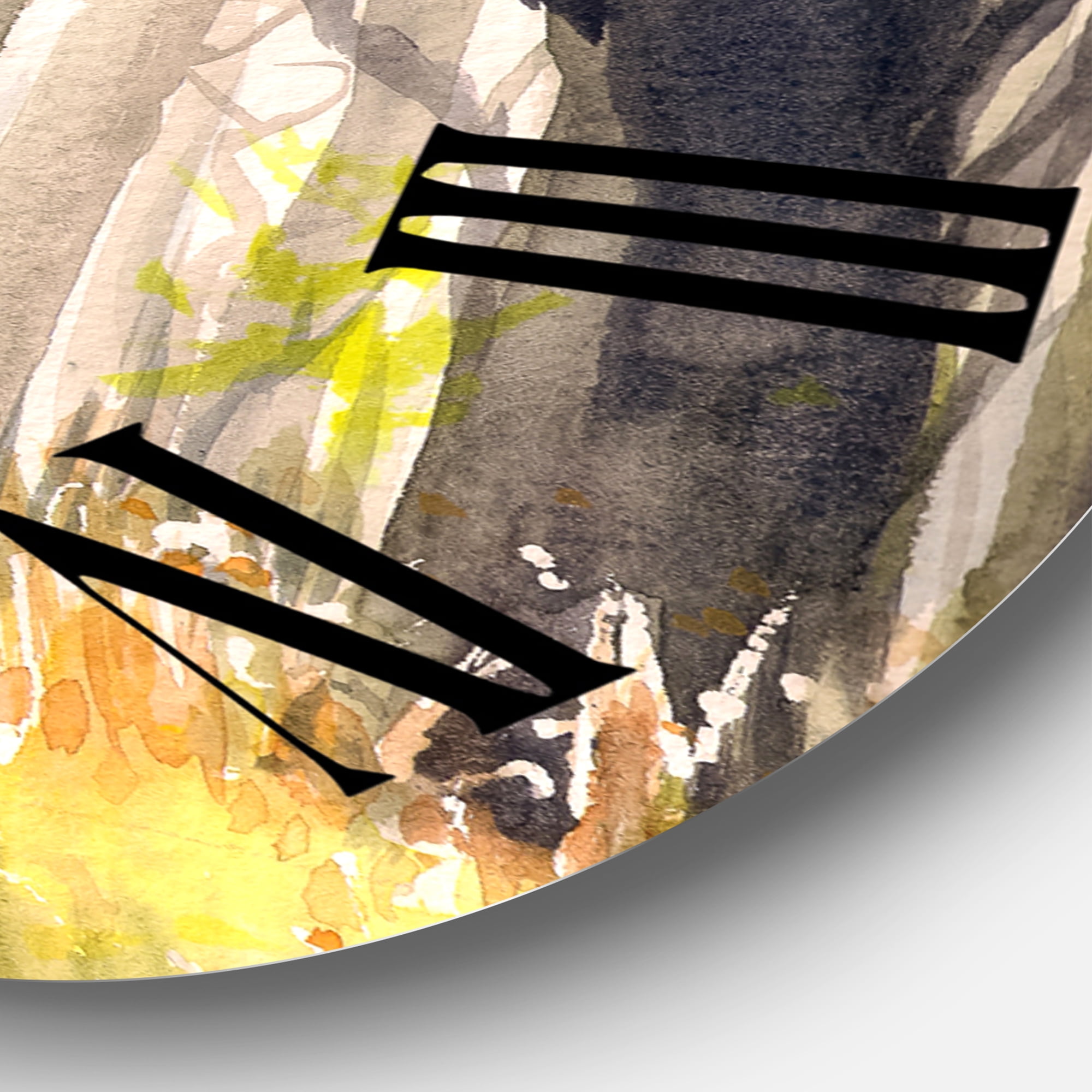 Designart 'Bright Sunshine Through The Forest Trees Iv' Traditional Wall Clock