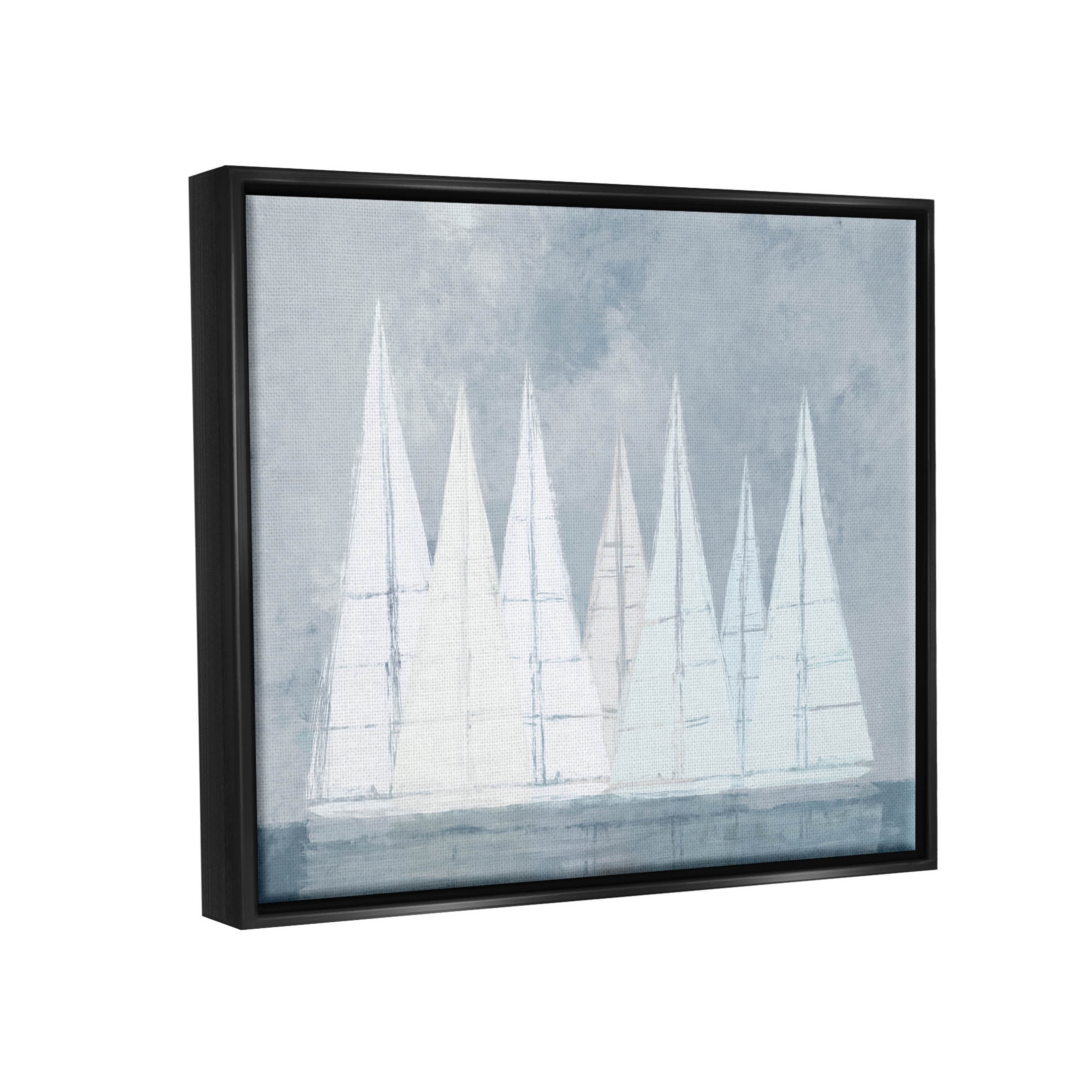 Modern Geometric Sailboats Floating Transportation Painting Jet Black Framed Art Print Wall Art