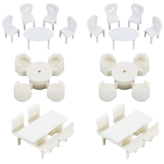 1 Bag 6 Sets 3 Style Mini Plastic Chairs and Table Miniature Display Decorations for Dollhouse Furniture Accessories 11.5~21x12.5~32x11~25mm DIY