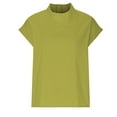 thumbnail image 4 of LADIGASU Ladies' Spring And Summer Casual Solid Color Top Casual High Neck Linen Breathable T-shirt, 4 of 6