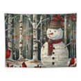 thumbnail image 5 of BCIIG Snowman Forest Cardinal Tapestry Wall Hanging Unique Style 40x30inch, 5 of 6