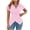 Pink, variant on Striped Short Sleeve Shirts for Women Summer Surplice Neck Nipped Waist Blouses Business Casual Tops