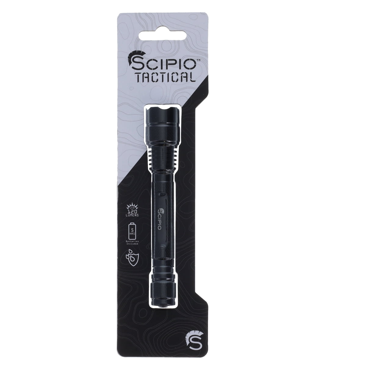 Scipio Tactical Flashlight S3201C 5.3-inch Aluminum 120 Lumens Camping EDC Torch - Black