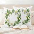 thumbnail image 3 of White Green Gardenia Pillow Covers 2 Pack Spring Green Floral Leaf Wreath Flower Watercolor Pillowcase Waterproof Outdoor Throw Pillow Cover for Patio Garden Square Cushion 16”x16”, 3 of 9
