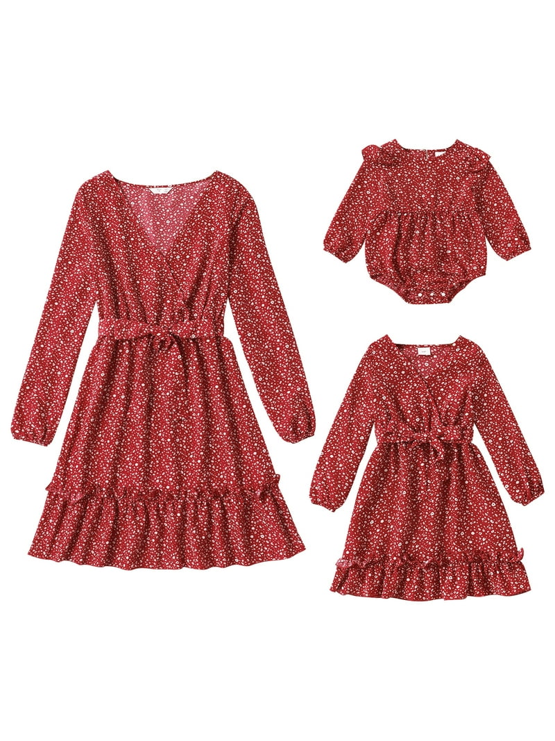 FYMNSI Women Dress Leopard Print Wrap V Neck Long Sleeve Dresses Fall  Winter Mommy and Me Dress XL - Walmart.com