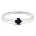 thumbnail image 2 of Gem Stone King 10K White Gold Black Onyx Solitaire Engagement Ring for Women (0.13 Cttw, Round 3.5MM, Gemstone December Birthstone, Size 9), 2 of 6