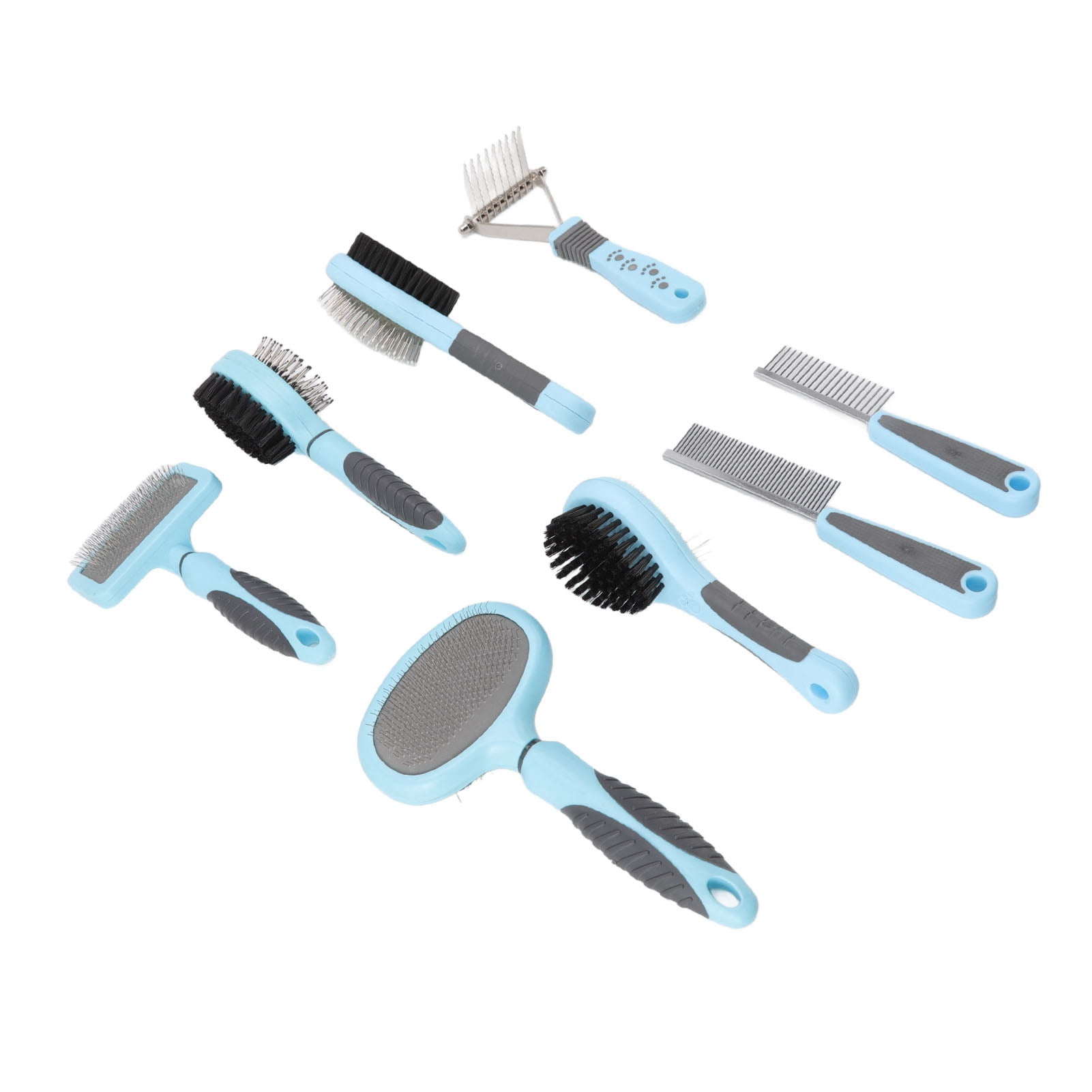 NFTIGB Dog and Cat Brush Comb Set 8 in 1 Multifunction Deshedding Open Knots Hair Grooming Kit for Long Haired Pets (14.17 inches / 36 cm)