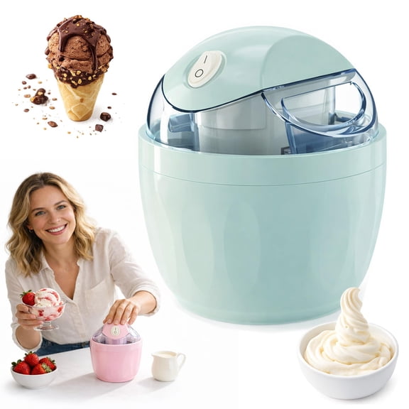 Small Home Mini Ice Cream Maker, One-Touch Diy Dessert Maker and Pre-Freezer Bowl - Easy to Clean ,Makes Gelato, Frozen Yogurt, Sorbet & More