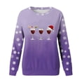 thumbnail image 3 of Gibobby Sudaderas Navideñas para Mujeres Sudadera con cuello redondo y estampado de Navidad para mujer, camisas de entrenamiento de manga larga(Morado,CH), 3 of 4