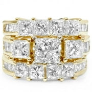 Pompeii 4 1/3ct Princess Cut Diamond Engagement Guard Ring Set 14K Yellow Gold (H/I,I1)