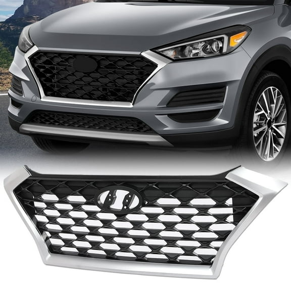 CROSSDESIGN Front Upper Bumper Grille Grill Fit for Hyundai Tucson 2019-2021 Chrome