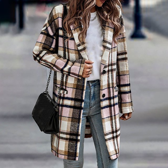 Puntoco Mujeres Casual Botones de manga larga Perdiendo la impresión Lattice Coat tops Flash Picks Puntoco Puntoco-5292