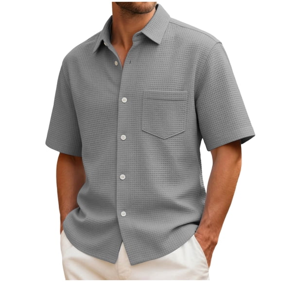 Zshosam Vacation Shirts for Men Hawaiian Shirt for Men Tropical Shirts Summer Beach Button Down Short Sleeve Floral Cruise Vacation Size S,(Grey S)