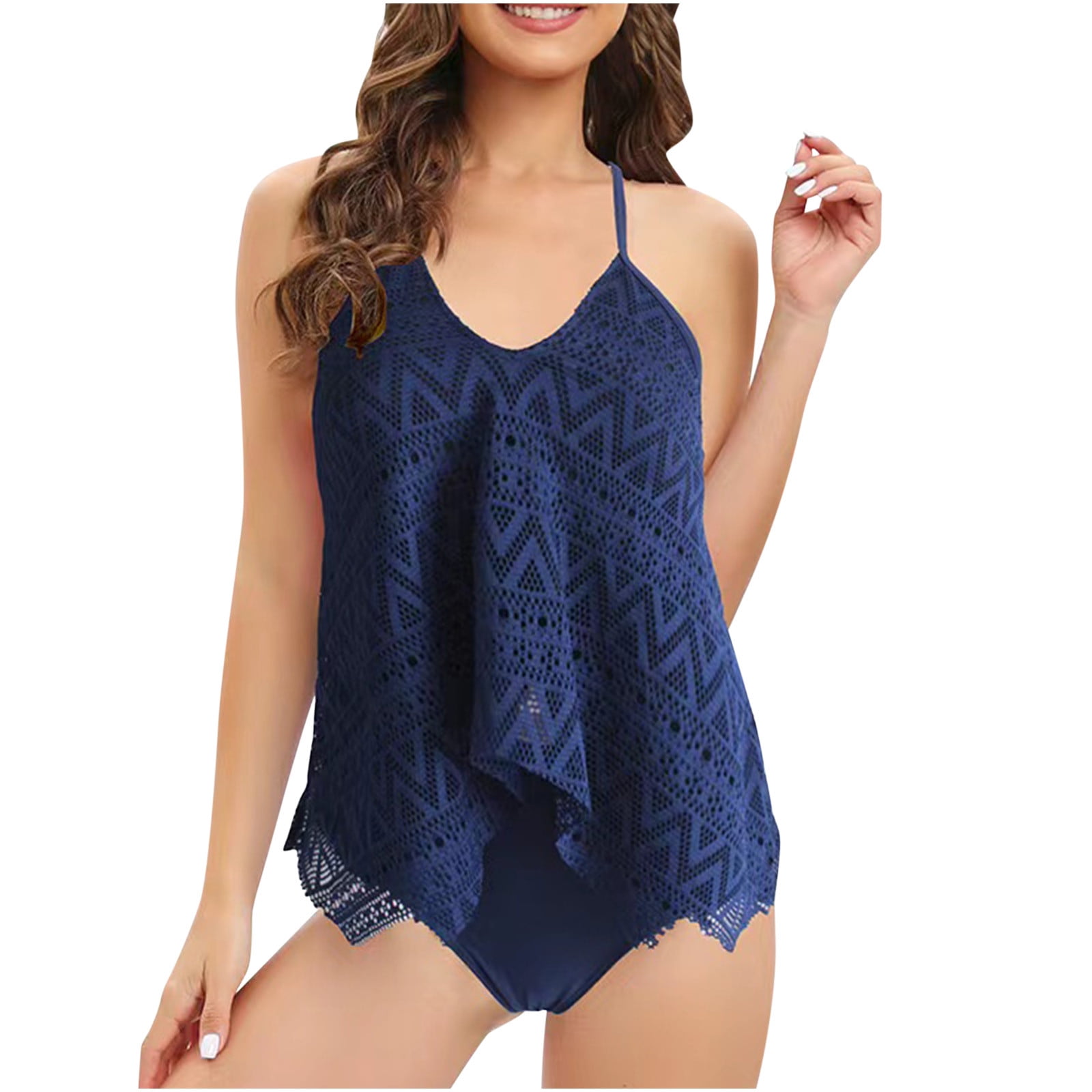 Uorcsa Black Bathing Suit Bottoms Sexy V Neck Bikini Push Up Pad