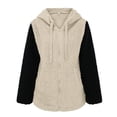 thumbnail image 5 of Gibobby Abrigo de peluche para mujer, Abrigo de Lana de Peluche para Mujer, Chaqueta con Capucha para otoño e Invierno, Sudaderas de Felpa cálidas Sueltas(Caqui,XG), 5 of 5