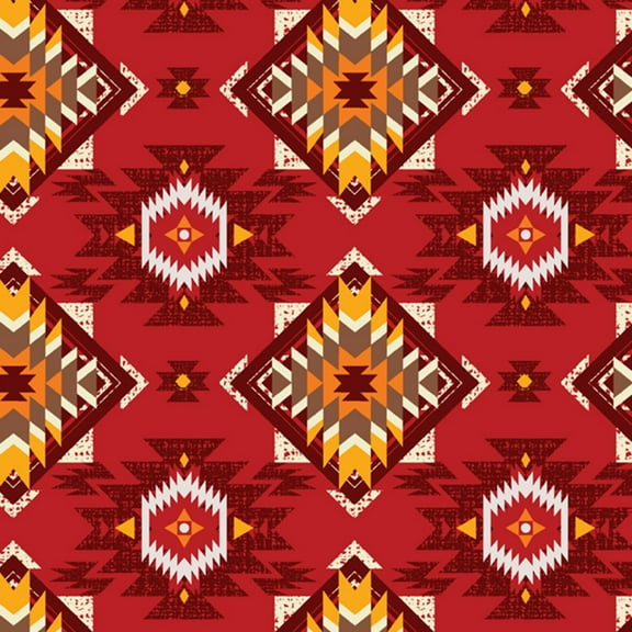 David Textiles Native Horizon Red/Cream 100% Cotton Fabric by The Yard
