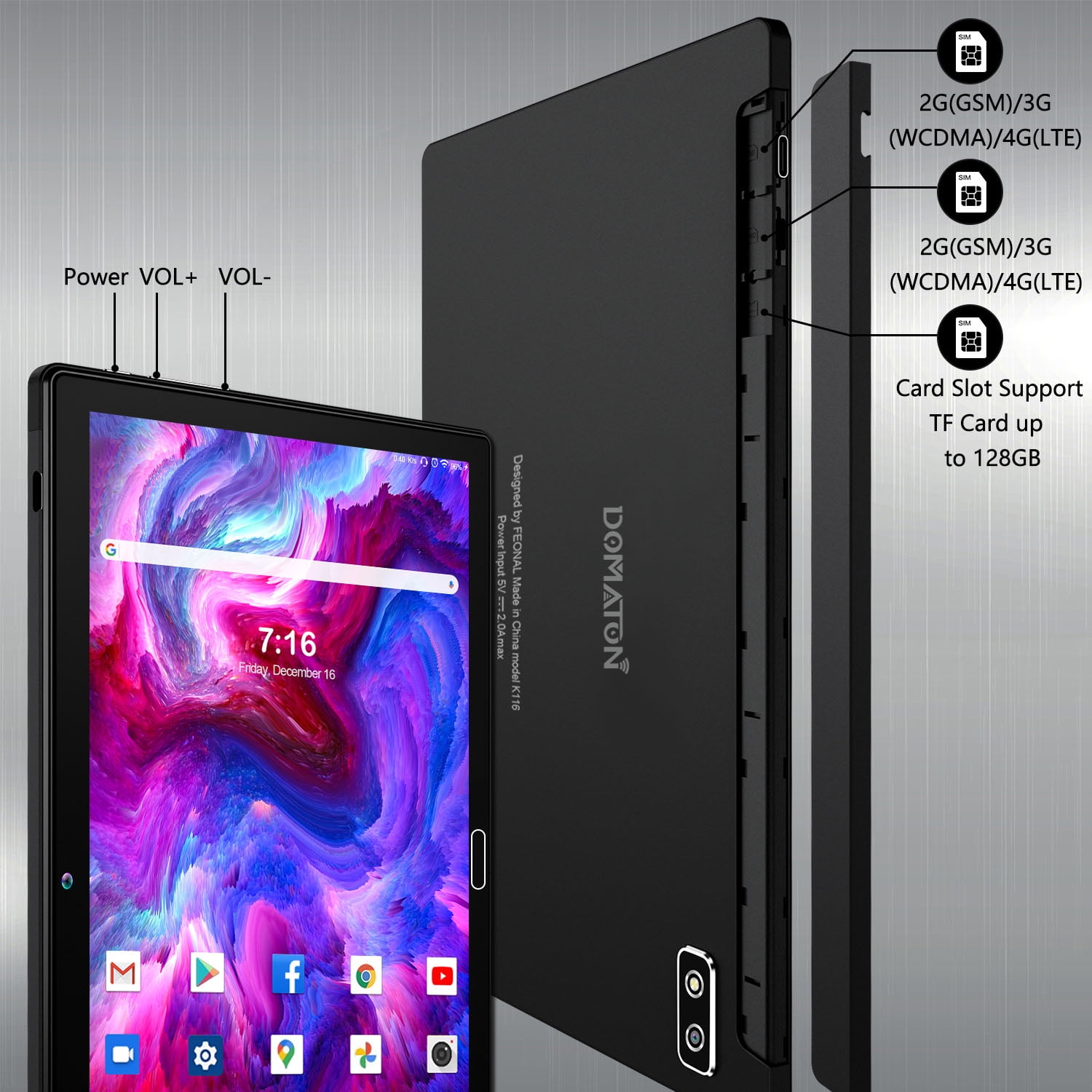 2024 Newest Tablet 10-inch 10GB RAM+64GB ROM(TF 1TB), Android 13, WiFi  5G/2.4G+Bluetooth 5.0/Google GMS/Widget/Split-Screen  Function/OTG/Type-C/3.5mm
