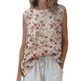 thumbnail image 2 of Spaghetti Strap Camis Vintage Floral Print Vest For Women Timeless,Pink Women Blending Shirts S, 2 of 5