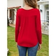thumbnail image 5 of Fancyglim Women's Plus Size Henley Shirt V-Neck Blouse Solid Color Long Sleeve Tunic Tops Red 4XL, 5 of 9