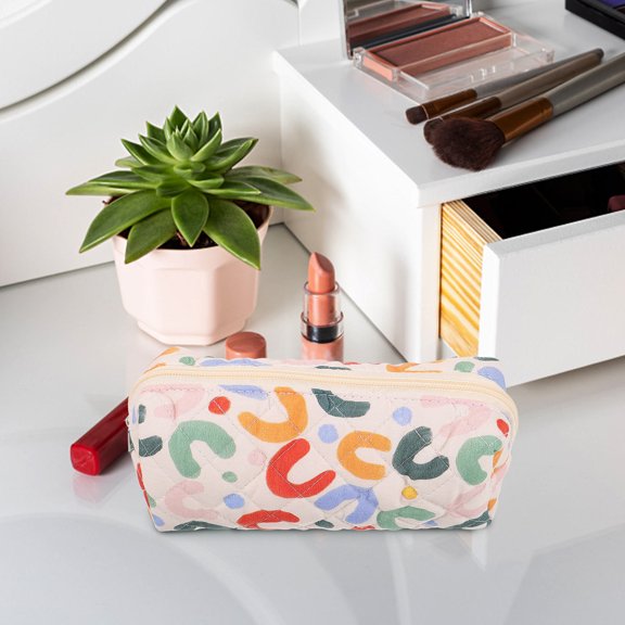 CATIEBYE Small Travel Makeup Bag with Multi-Color Zipper Pouch for Cosmetic and Toiletry Storage Organizer