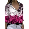thumbnail image 1 of Camisa de manga larga estampada con cuello vuelto informal con botones para mujer a la moda Fridja  czfsfas4207, 1 of 8