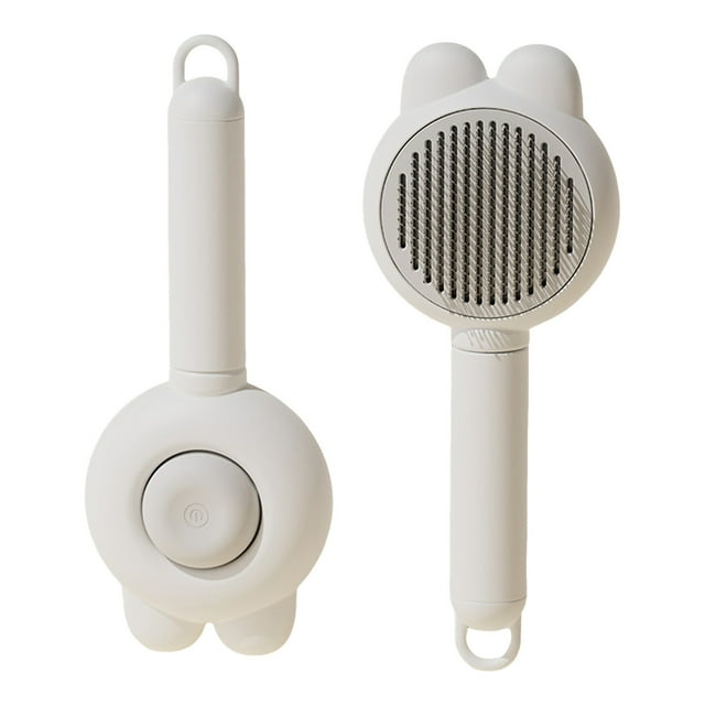 Self-Cleaning Pet Hair Brush with Metal Comb - for Indoor Cats and Dogs, Release Button, Anti-Slip Handle, Gentle Grooming