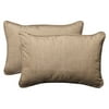 Pillow Perfect Outdoor/ Indoor Sunbrella Linen Tan Oversized Rectangle Throw Pillow (Set of 2)