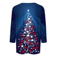 thumbnail image 4 of Womens T-shirts Xmas Tree Print Christmas Shirts 3/4 Sleeve Tops Round Neck Casual Trendy Holiday Graphic Tees (L, Navy), 4 of 5