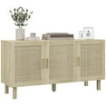 thumbnail image 1 of HOMCOM Boho Sideboard, Coffee Bar Cabinet with Rattan Doors, Natural, 1 of 10