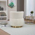 thumbnail image 4 of Swivel Accent Chair, Swivel Cuddle Barrel Chair with Metal Base, Upholstered Round Sofa Chair with Deep Seat, Swivel Fluffy Teddy Fabric Armchair for Living Room, Bedroom, Office, White Teddy, 4 of 9
